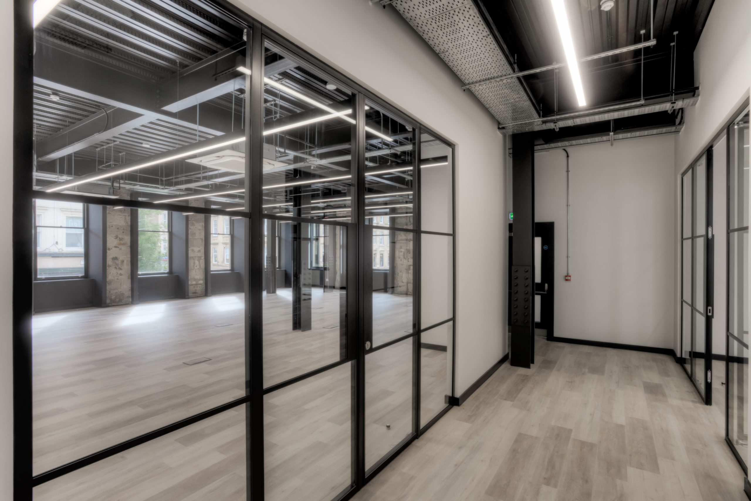 Glass partition installation in an office